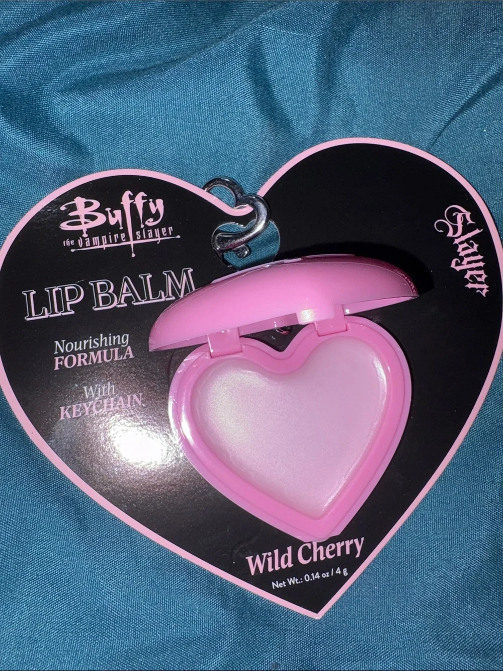 Buffy the Vampire Slayer Pink Heart Lip Balm Keychain - Wild Cherry